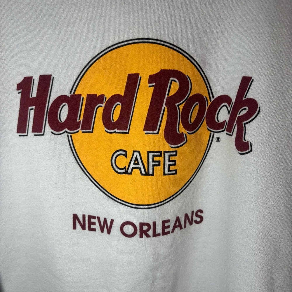 Hard Rock Cafe New Orleans White Crewneck with Yellow Logo - Picture 3 of 4